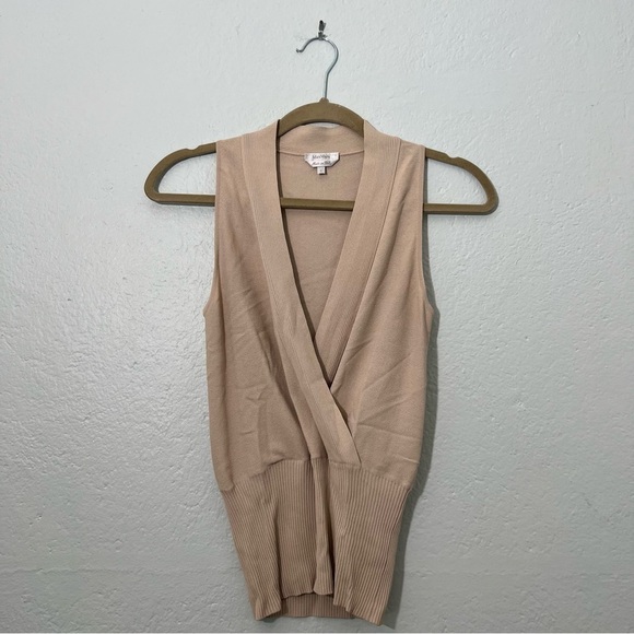 Max mara beige Ribbed faux wrap knit Sleeveless vest top - Picture 1 of 4